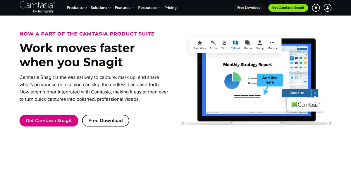 The Snagit homepage