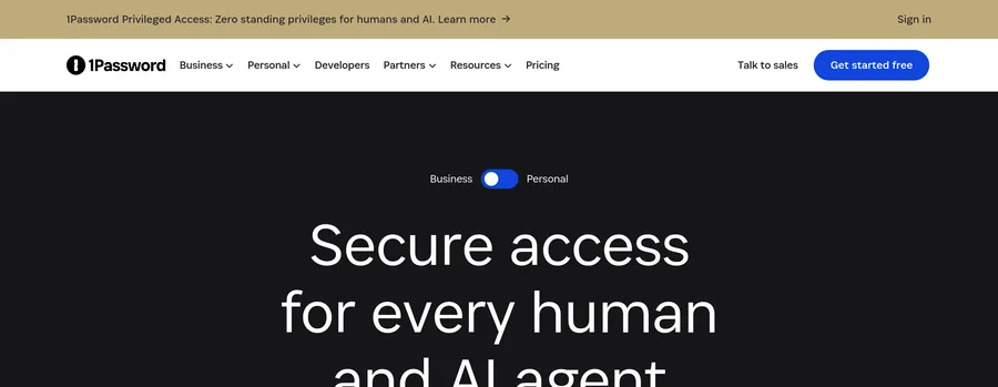 The 1Password website