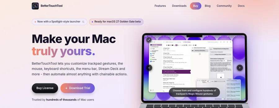 The BetterTouchTool website