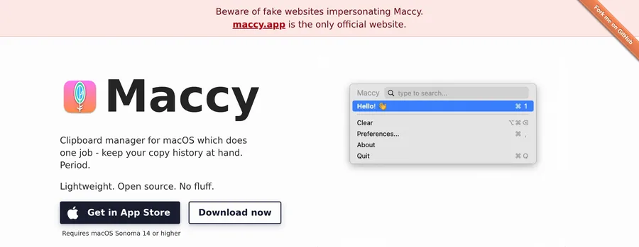 The Maccy website